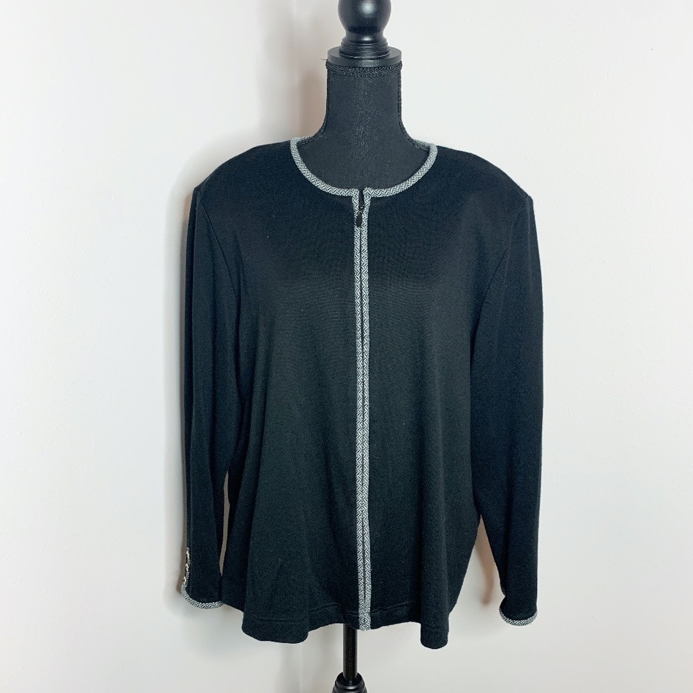 Alfred Dunner Black Zip Up Coat